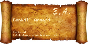 Benkő Armand névjegykártya