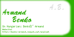 armand benko business card